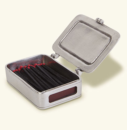 Match Pewter Lidded Match Box w/Striker and matches