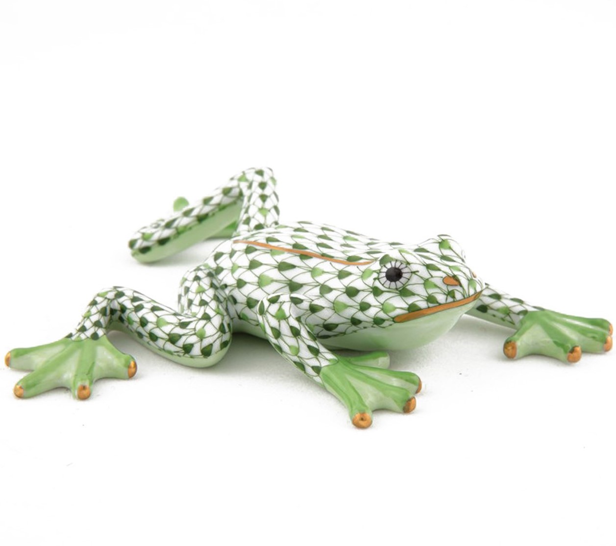 Herend Reaching Frog - Green Multicolor_Herend Green Reaching Frog