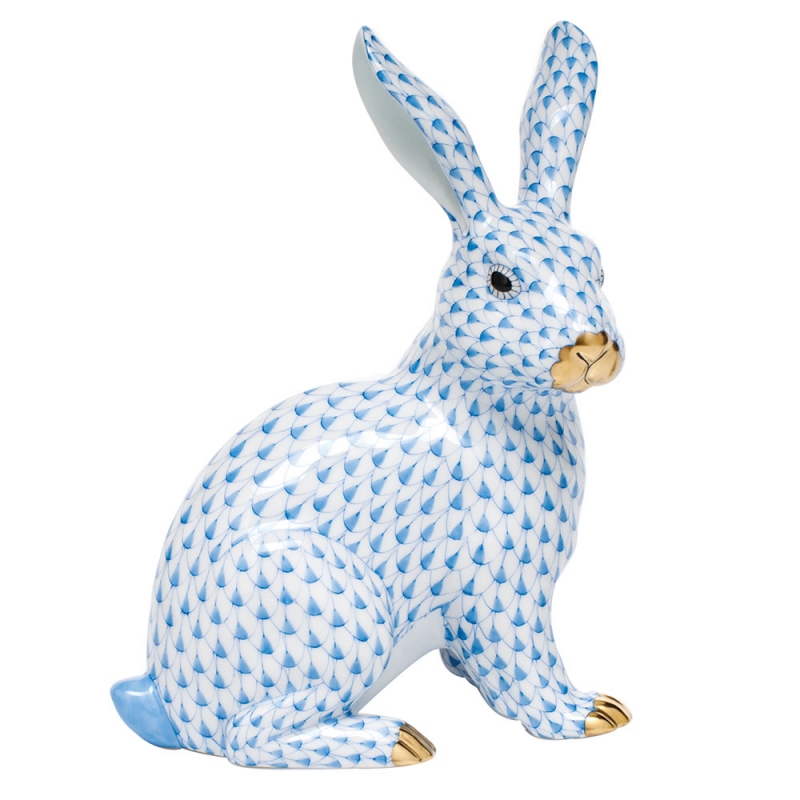 Herend Large Sitting Bunny Blue