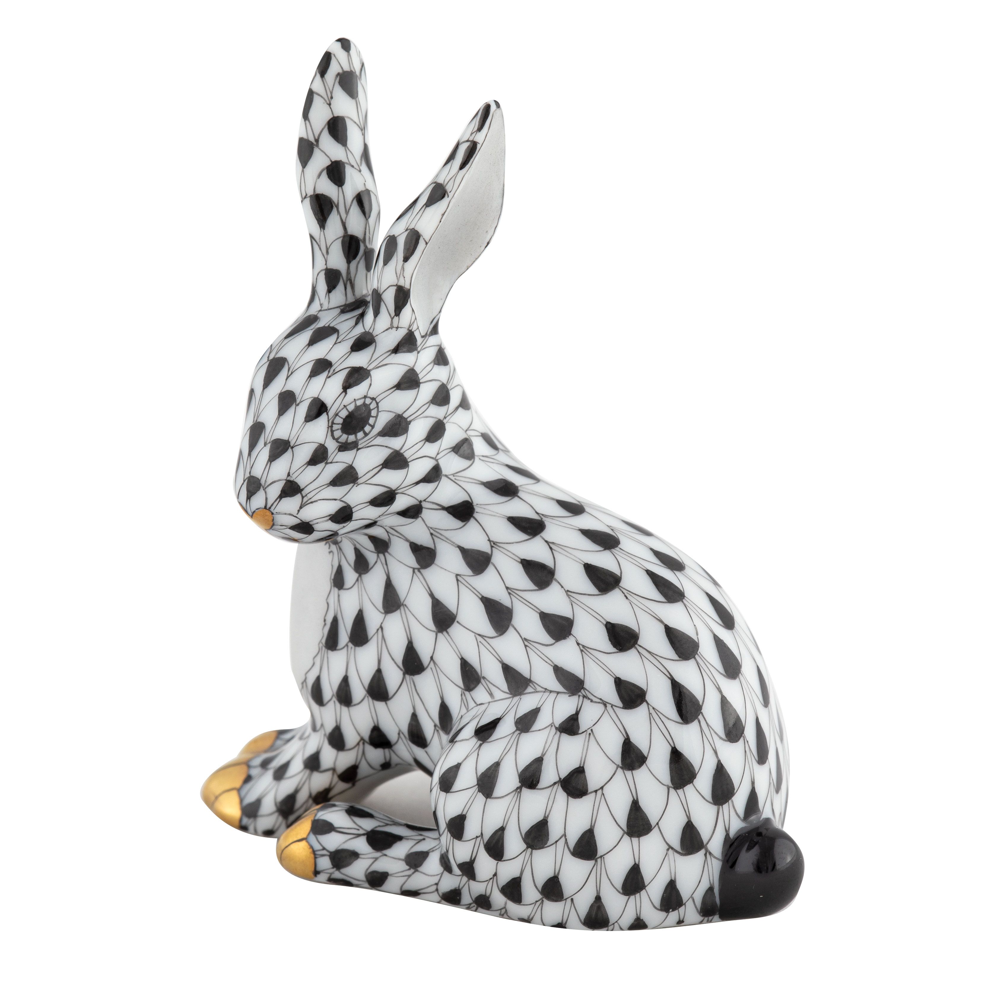 Herend Snowshoe Hare Black_Herend Snowshoe Hare_Herend Snowshoe Hare Figure