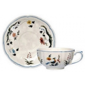 Gien Oiseaux De Paradis Breakfast Cup + Saucer / Set of 2