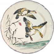 Gien Grands Oiseaux Dessert Plate - Two Geese(Oies Cendrees)