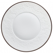 Raynaud Italian Renaissance Filet Platinum Dessert Plate w/ Engraved Rim - 9.4"