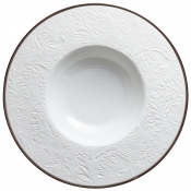Raynaud Italian Renaissance Filet Platinum Rim Soup w/ Engraved Rim- 10.6"