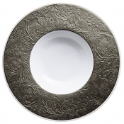 Raynaud Italian Renaissance Platinum Rim Soup w/ Engraved Rim- 10.6"