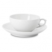 Royal Copenhagen White Half Lace Tea Cup & Saucer