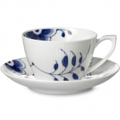 Royal Copenhagen Blue Fluted Mega Cup & Saucer - 8.5 oz.