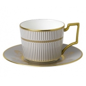 Wedgwood Anthemion Grey Teacup & Saucer Set