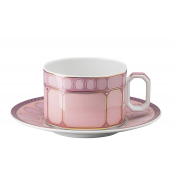 Rosenthal x Swarovski Signum Rose Pink Tea Cup + Saucer - 8 oz.