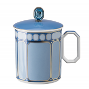 Rosenthal x Swarovski Signum Azure Blue Mug w/ Lid - 13 oz.