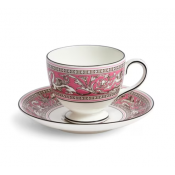 Wedgwood Florentine Fuchsia Teacup + Saucer