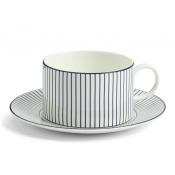 Wedgwood Gio Pinstripe White Teacup + Saucer - 7.4oz.