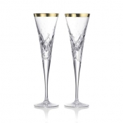 Waterford Crystal Celebration Toasting Flute Pair / Gold