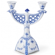 Royal Copenhagen Blue Fluted Full Lace Candelabra - 10"