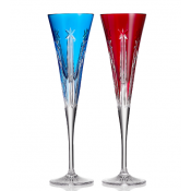 Waterford Crystal US250 Flute Set of 2 / Red+ Blue