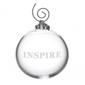 Simon Pearce Engraved "Inspire" Round Ornament in Gift Box