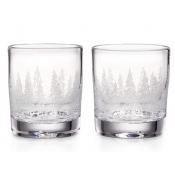 Simon Pearce Engraved Forest Ascutney Double Old-Fashioned - Set of 2