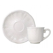 Gien Pont Aux Choux White U.S Tea Cups & Saucers - Set 2