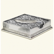 Match Pewter Cocktail Napkin Box W/Key Weight