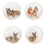 Gien Sologne Canape Plates Assorted Wildlife Young - Assorted Set 4
