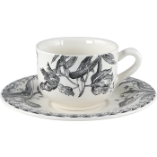 Gien Tulipes Noires Espresso Cups & Saucers- Set  2