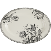 Gien Tulipes Noires Oval Platter - 14.5"