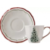 Gien Filets Noel Teacup + Saucer - Set 2