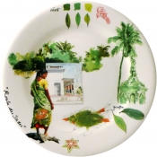 Gien Route Des Indes Dessert Plate - Green