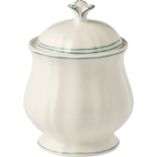Gien Filet Celadon / Earth Grey  Sugar Bowl