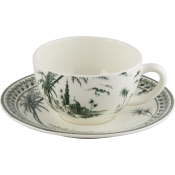 Gien Les Depareillees Green Tea Cup & Saucer - Set 2
