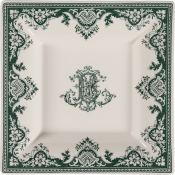 Gien Les Depareillees Green Large Square Candy Tray - 6.75"