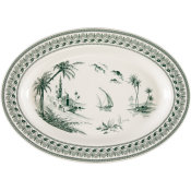 Gien Les Depareillees Green Oval Platter - 14.5"