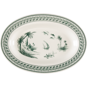 Gien Les Depareillees Green Pickle Dish - 9.5"