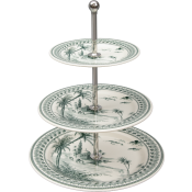 Gien Les Depareillees Green  Three-Tier Cake Stand
