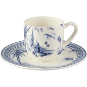 Gien Les Depareillees Blue Espresso Cups & Saucers - Set 2