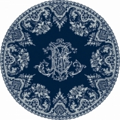 Gien Les Depareillees Blue Dinner Plate Monogramme