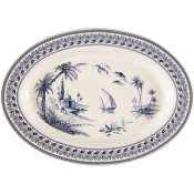 Gien Les Depareillees Bleu Oval Platter - 14.5"