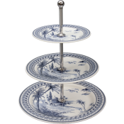 Gien Les Depareillees Bleu Three-Tier Cake Stand
