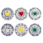 Gien Archipel Sentimental Dessert Plates Assorted Set 6