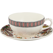 Gien Chance Folle Breakfast Cups & Saucers - Set 2