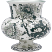 Gien Pivoines Vertes Vase Faenza - 10 1/8"