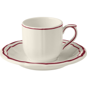 Gien Filet Bordeaux Espresso Cups & Saucers - Set 2