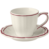 Gien Filet Bordeaux Us Tea Cup & Saucer - Set 2