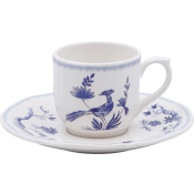 Gien Paradis Bleu Espresso Cups & Saucers - Set 2