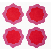 Sferra Ondulato Poppy/Flamingo Cocktail Napkins - Set 6