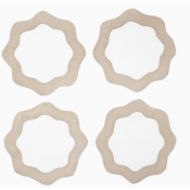 Sferra Ondulato White/Natural Cocktail Napkins - Set 6