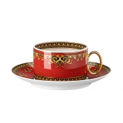 Versace Medusa Red Modern Tea Cup & Saucer - 7 oz.
