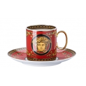 Versace Medusa Red Modern Coffee Cup & Saucer - 6 oz.