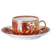Versace Medusa Garland Red Tea Cup & Saucer - 7 oz.