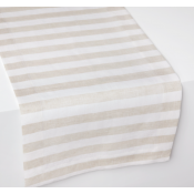 SFERRA Stramare White/Natural Table Runner -15" X 90"